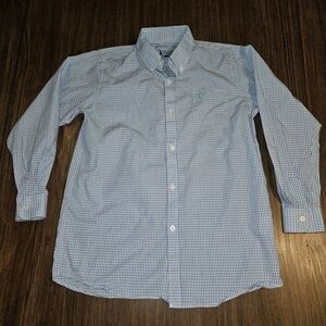Classic Blue Checkered Kids Button Down Shirt Local Boy Size L